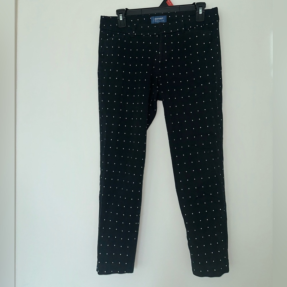Old Navy Black and White Chinos with Polka Dot Pattern